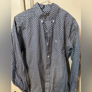 Men’s Ariat Navy and White Geometric long sleeve Shirt